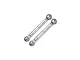 Two silver GPM Racing aluminium steering links with ball ends, featuring 7075 alloy branding.