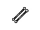 Two black GPM Racing aluminium steering links with silver pivot balls, featuring GPM 7075 branding.
