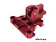 A red anodized aluminium front centre brace mount for an RC vehicle by GPM Racing, shown against a white background.