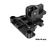 A black GPM Racing aluminium front centre brace mount for RC cars, featuring a machined design with mounting holes and the GPM logo.