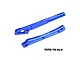 Two blue anodized aluminium chassis braces for RC cars, featuring GPM Racing branding and 7075-T6 aluminium text.