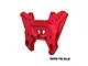 A red anodized aluminium front shock tower for an RC car, featuring multiple mounting holes and the GPM logo engraved on the front.