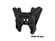A black GPM Racing aluminium front shock tower for RC vehicles, featuring multiple mounting holes and a machined 7075-T6 aluminium construction.
