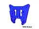 A blue anodized aluminium rear shock tower for an RC car by GPM Racing, featuring multiple mounting holes and a machined design.