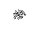 A grey aluminium servo mount for an RC car, shown with five small black mounting screws on a plain white background.