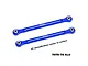 Two blue anodized aluminium GPM Racing steering toe links for RC cars, featuring metal pivot balls at each end.