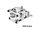 GPM Racing silver aluminium rear upper and lower bulkhead assembly for RC vehicles, showing machined metal parts and black screws.