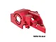 A red anodized aluminium integrated motor base for RC cars by GPM Racing, featuring a circular motor mount and mounting holes.