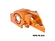 An orange anodized aluminium integrated motor base for RC cars by GPM Racing, featuring a precision-machined design with mounting holes.