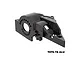 A black GPM Racing aluminium integrated motor base for RC cars, featuring a circular motor mount with cooling holes and 7075-T6 aluminium branding.
