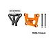 GPM Racing aluminium front bulkhead and bumper mount brace set in orange, including two metal mounting brackets and two long screws.