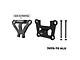 GPM Racing black aluminium front bulkhead and bumper mount brace set for RC cars, including two metal plates, two long screws, and two nuts.