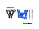 GPM Racing blue and black aluminium front bulkhead and bumper mount brace set for RC cars, including screws and nuts.