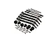 GPM Racing black hardened steel and aluminium CVD driveshaft upgrade kit with wheel hexes, steering links, bearings, and hardware for RC cars.