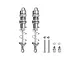 Two grey silver GPM aluminium RC shock absorbers with mounting hardware on a white background.