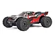 ARRMA Vorteks 223S BLX 1/10 scale 4WD electric stadium truck in red and grey livery, viewed from a front three-quarter angle on a white background.
