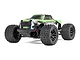 ARRMA Granite Grom 4x4 RC monster truck in green, black, and white livery, shown from a low front-quarter angle on a white background.