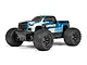 ARRMA Granite 223S blue and white RC monster truck, 1/10 scale, studio shot on white background.
