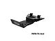 A black GPM Racing aluminium front skid plate for RC vehicles, featuring a branded front lip and mounting tabs against a white background.