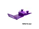 A purple anodized aluminium front skid plate and bumper for an RC car, featuring the GPM Racing logo and 7075-T6 aluminium text.