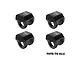Four black GPM Racing aluminium shock cap protectors arranged in a grid against a white background.