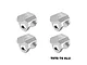Four silver GPM Racing aluminium shock cap protectors arranged in a grid on a white background.