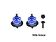 GPM Racing blue anodized aluminium and steel differential set for RC cars, featuring two assembled differentials and two pinion gears.