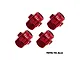 Four red anodized aluminium 17mm wheel hex adapters for RC cars, featuring the GPM Racing logo, arranged on a white background.