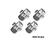 Four silver GPM Racing aluminium wheel hex adapters for RC cars arranged in a grid against a white background.