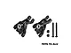 A pair of black GPM Racing aluminium rear hubs with bearings, two nuts, and two long screws on a white background.