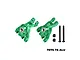 A pair of green anodized aluminium RC rear hubs by GPM Racing, including two long black screws and two black lock nuts, set against a white background.