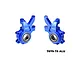 A pair of blue anodized aluminium oversized steering hubs for RC cars, marked with L and R for left and right sides.