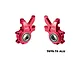 A pair of red anodized aluminium front steering hubs for RC cars, marked with L and R, GPM branding, and 7075 alloy designation.