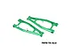 A pair of green anodized aluminium front upper suspension arms for an RC car by GPM Racing, shown on a white background.