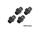 Four black GPM Racing 17mm +5mm aluminium wheel hex adapters arranged on a white background.