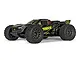 Studio shot of the ARRMA VORTEKS 223S DSC RC Truggy in black and yellow, featuring aggressive off-road tires and a sleek, modern body design.