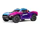 ARRMA Senton 223S BLX short course truck in a vibrant blue and purple gradient livery with black off-road wheels against a white background.