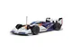 ARRMA Limitless 1/7 scale RC street basher car in white and blue livery with a large rear wing and black wheels on a white background.