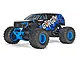 ARRMA GORGON 1/10 scale 2WD RC monster truck in blue and black with aggressive tread tires and custom graphics on a white background.