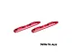 Two red anodized aluminium roof rails for RC cars by GPM Racing, shown against a white background.