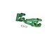 A green anodized aluminium steering bellcrank and drag link assembly by GPM Racing, shown against a white background.