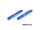 A pair of blue anodized aluminium roof rails for 1/16 scale RC cars by GPM Racing, featuring two mounting holes each.