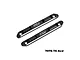 Two black GPM Racing aluminium roof guard rails for RC vehicles, shown from an angled top-down perspective against a white background.