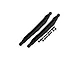A pair of black GPM Racing aluminium rear lower trailing arms for an RC car, shown with included mounting hardware on a white background.