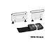GPM Racing silver aluminium battery retainers with black screws and a black velcro strap on a white background.