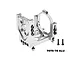Silver GPM Racing aluminium oversized motor mount and base for RC cars, featuring a circular motor clamp and mounting screws on a white background.