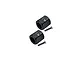 Two black aluminium 12.5mm RC wheel hex adapters with two matching flat-head screws on a white background.