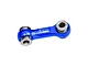 A blue anodized aluminium steering drag link for RC cars by GPM Racing, featuring silver metal bushings at both ends.