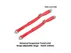 Two red nylon RC suspension limit straps with silver aluminium mounting brackets and adjustment buckles on a white background.