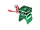 GPM Racing green aluminium 35mm motor heatsink with an integrated black cooling fan and red/black power wire with a connector.